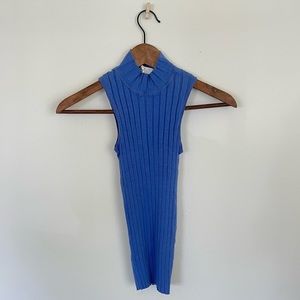 A Ok High Neck Blue Tank Top